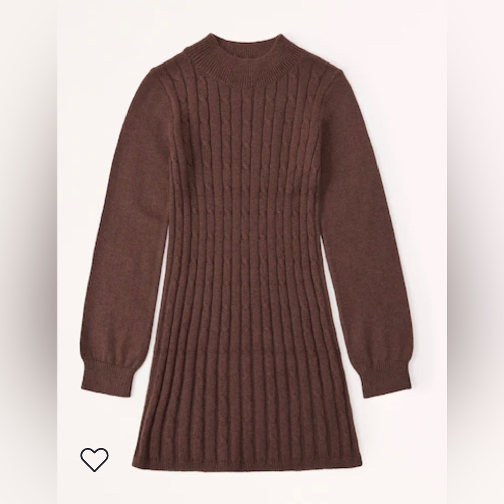 cable mockneck brown sweater dress 5/6